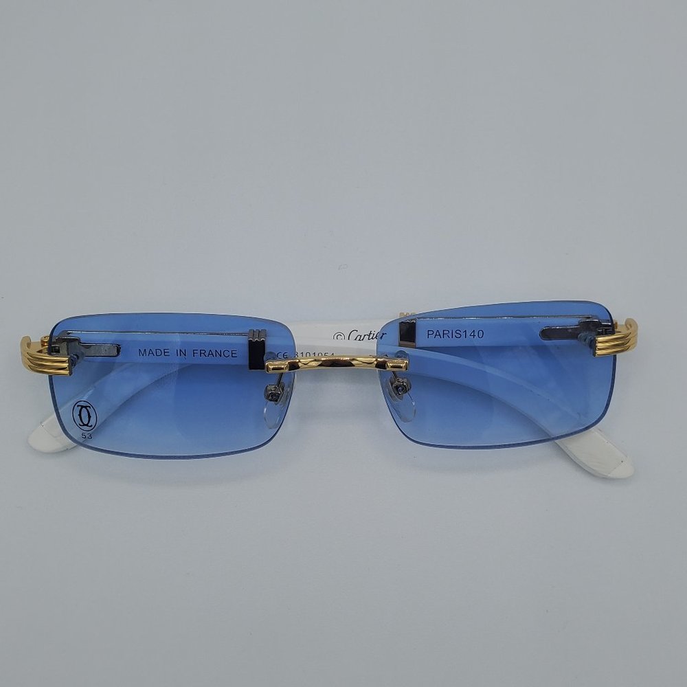 🆕 Cartier Vintage Men Women Buffs Sunglasses Blue
